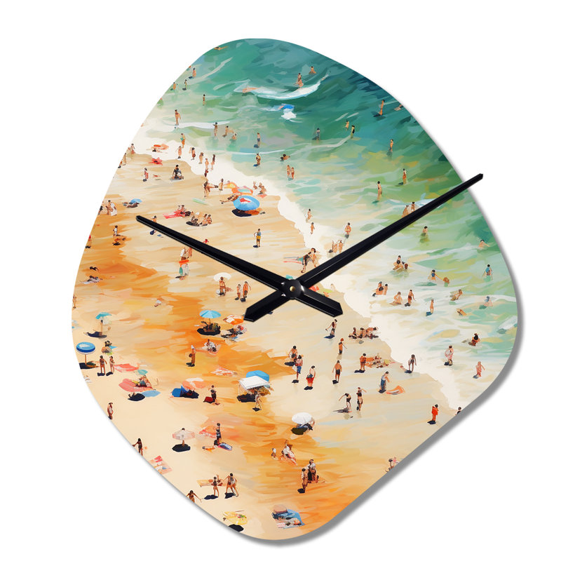 Parasol de plage, vue aérienne VI - horloge murale asymétrique, Petit