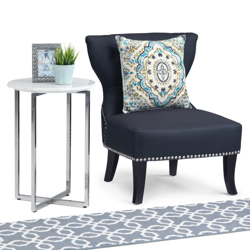 Marsden 18'' White Marble and Chrome Metal Side Table