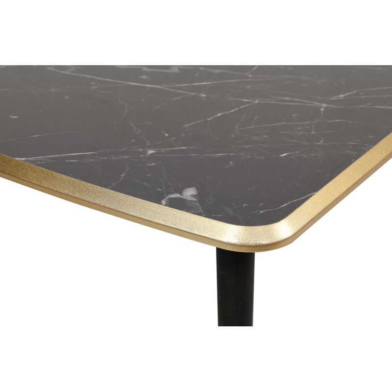 Modern Coffee Table, Grey & Black Abstract Design, 39.4 x 16.5 x 23.6 inches | 100% Melamine Coated Particle Board, Thickness: 0.7 inches | Stylish Marble Look, Ideal for Contemporary Living Rooms & Glam Spaces