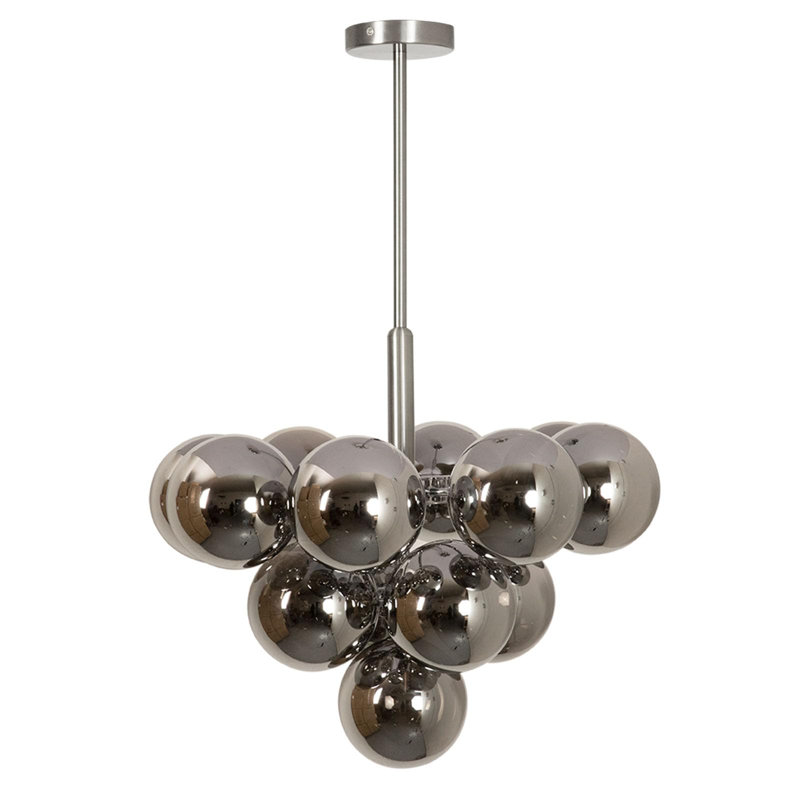 Lustre 23,62 "Spoutnik 13 boule de verre, Gris argenté, Chrome