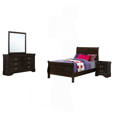 Ensemble de chambre à coucher simple 4 pièces Bruno Cappuccino