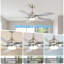 Ventilateur de plafond intelligent de 52 pouces avec lumière avec 5 pales en ABS à intensité variable et fonction mémoire