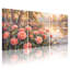 Pivoine jardin paysage peinture à l'huile sur toile tendue ensemble d'art mural de 3 pour le salon chambre à coucher décor à la maison-271727357