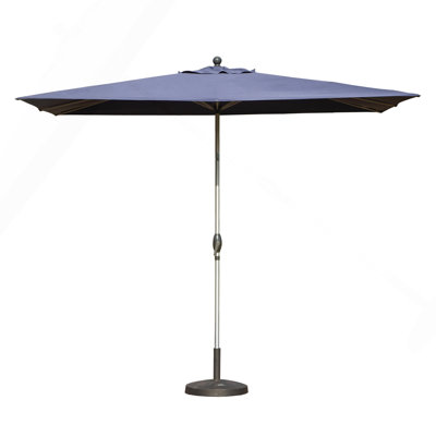 Parasol rectangulaire de terrasse avec manivelle de levage et d'inclinaison (bleu marine, base non incluse)