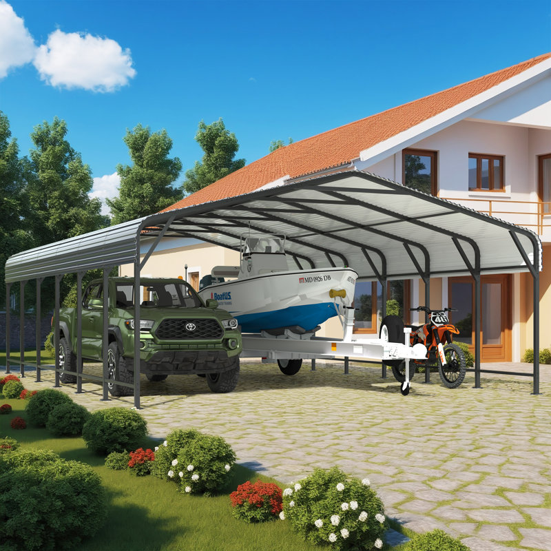 20 ft. W x 30 ft. D Metal Carport, Heavy-Duty Steel Frame, Large Outdoor Canopy Shelter for Multiple Vehicles
