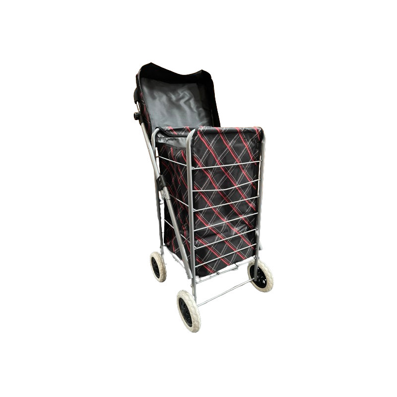 4 WHEEL SHOPPING TROLLEY - RED/BLK PATTERN