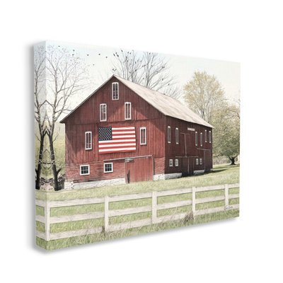 Conception patriotique sur toile de drapeau de grange par Lori Deiter