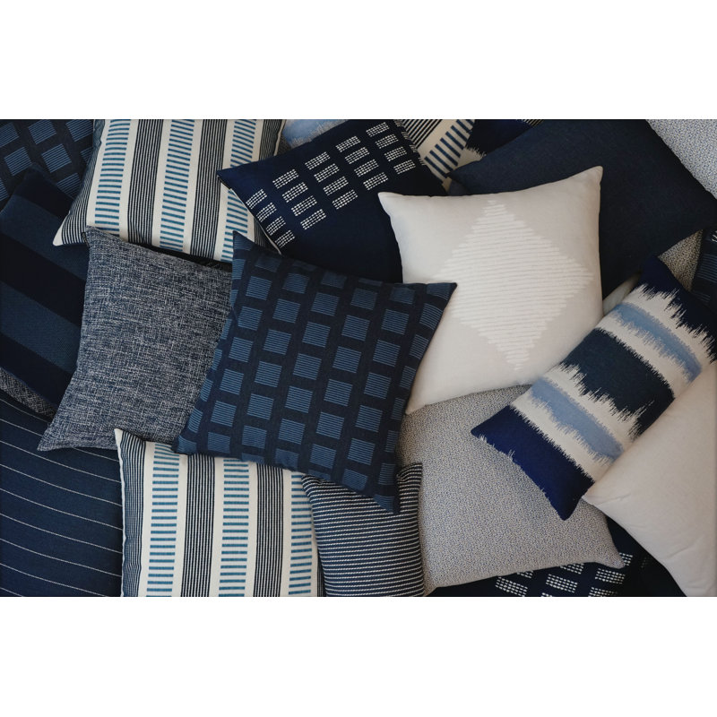 Double Trouble Square Indoor/Outdoor Pillow Cover & Insert, Navy