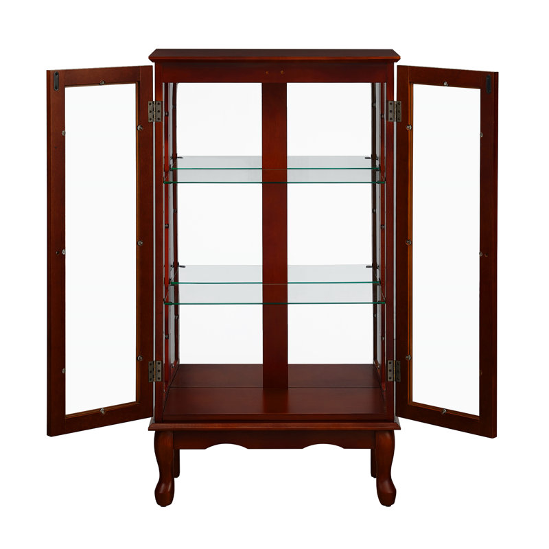 Vitrine en cerisier avec panneau réfléchissant et dossier intérieur poids 49,47 lb, Cerisier
