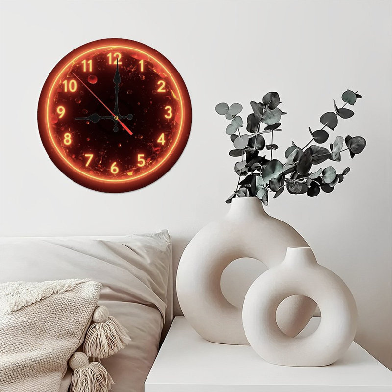 Horloge lumineuse sur fond ardent