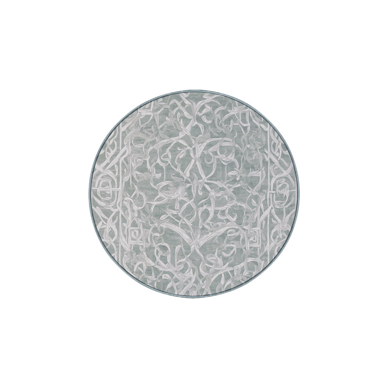 Tapis bleu lavable à la machine, Rond 8 pi