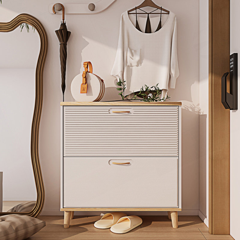 Accent Cabinet, Shoe Storage Cabinet, Narrow Shoe Rack Cabinet, Shoe Cabinet With 2 Flip Drawers