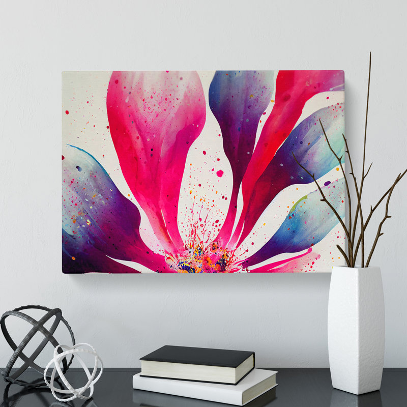 Popular Flower Splash Abstract - Wrapped Canvas, 50cm H x 76cm W x 3cm D