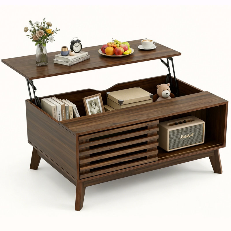 Table basse à plateau relevable avec rangement