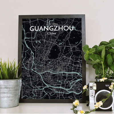 Guangzhou City Map - No Frame Print