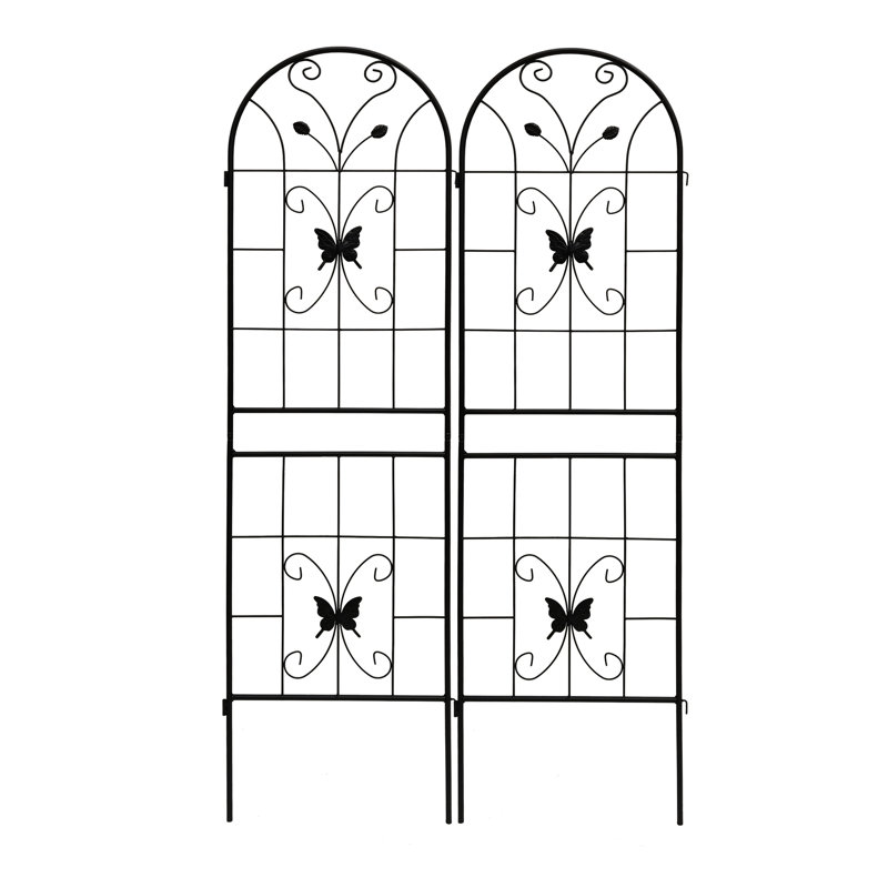 Treillis métallique antirouille de 71 po x 19,7 po, support de jardin extérieur pour concombre, assemblage facile, paquet de 2 treillis 19,7 po, plantes grimpantes, support de fleurs, noir, simple