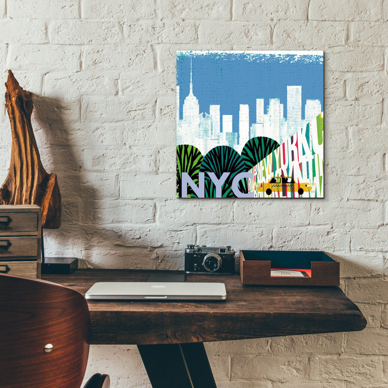 Art mural en verre New York City Life Nyc 'par Michael Mullan, H 12 po x l 12 po x P 0,13 po