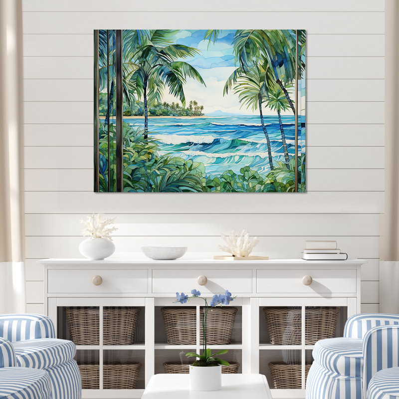 Tranquillité de plage tropicale - art mural côtier, Toile tendue, H 34 po x l 44 po x P 1,5 po