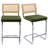 Marlow Upholstered 26" Velvet Counter Stool with Rattan Cane Back and Metal Frame-595419764-584333008-589575767