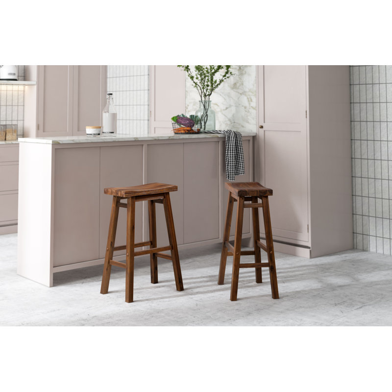 Tabouret Alessandro, Châtaignier brossé au métal, 2, Tabouret de comptoir (siège d'une hauteur de 24 p