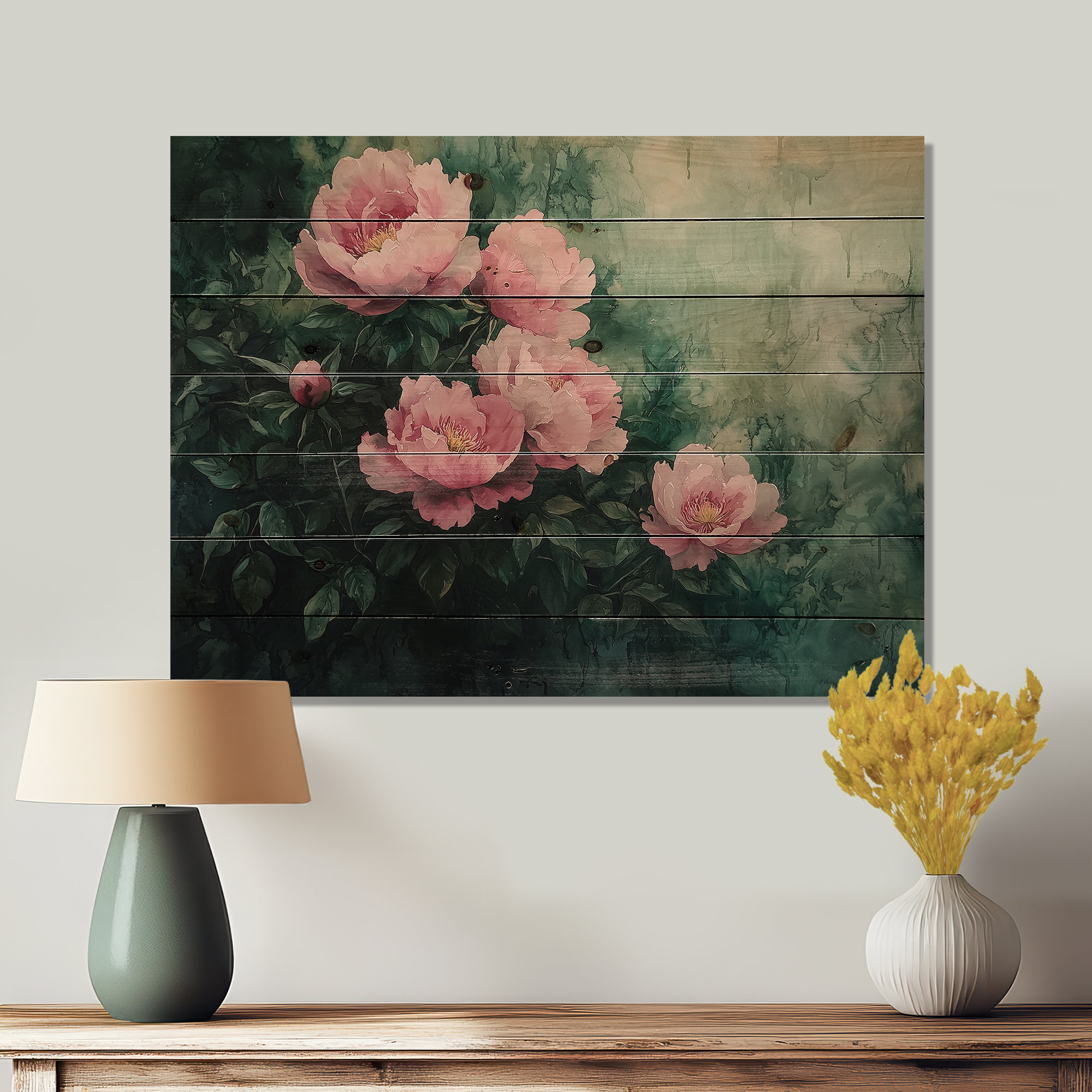 Ophelia & Co. Summer Pink Watercolor Peonies Bloom II - Peonies Wood ...