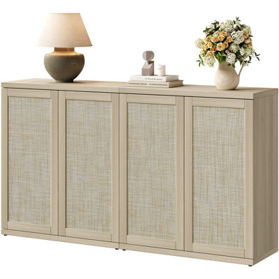 Consiglia 30.5" Bohemian-Inspired Rattan 2-Door Sideboard