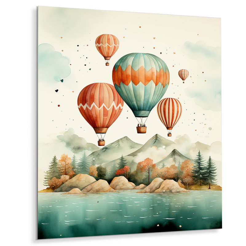 Bouquet de fleurs en montgolfière I - décoration murale montgolfière en métal, H 32 po x l 24 po x P 1 po