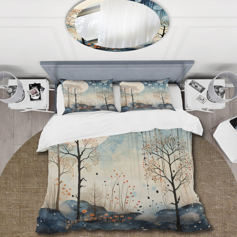 Ensemble de housse de couette en microfibre / polyester Japon Art Blue Serene Zen Minamlism Landscape III