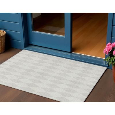 Tapis extérieur lavable à motif géométrique ivoire et beige 3 pi x 5 pi