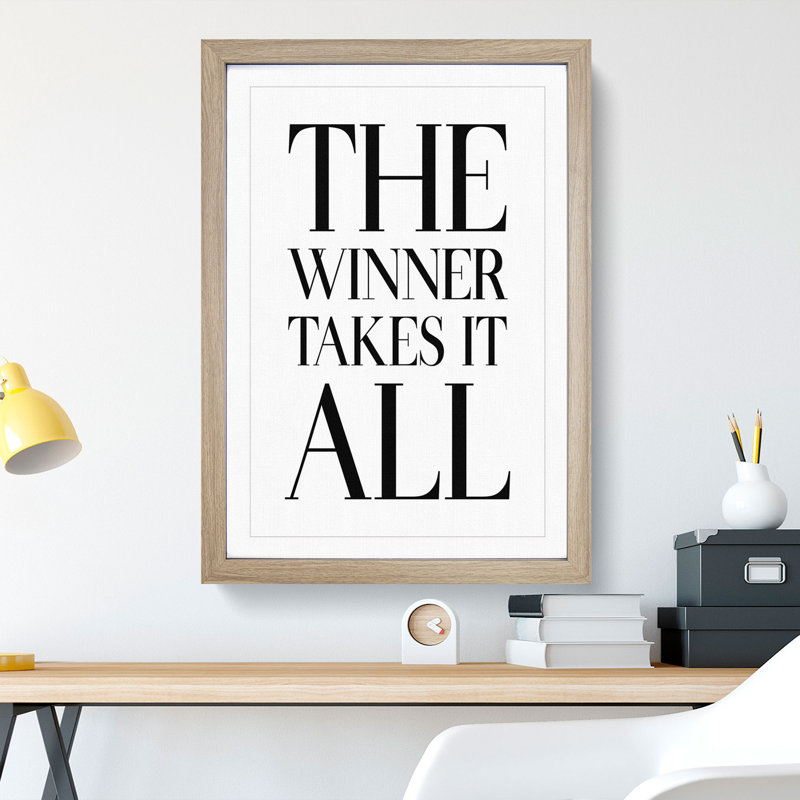 Winner Takes It All - Picture Frame Typography, 48cm H x 36cm W x 2cm D, Oak