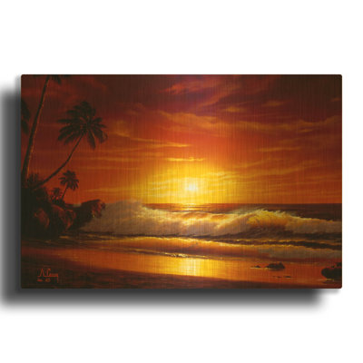 « Vagues de feu » d'Anthony Casay, tableau mural en métal doré, 91,4 cm x 61 cm
