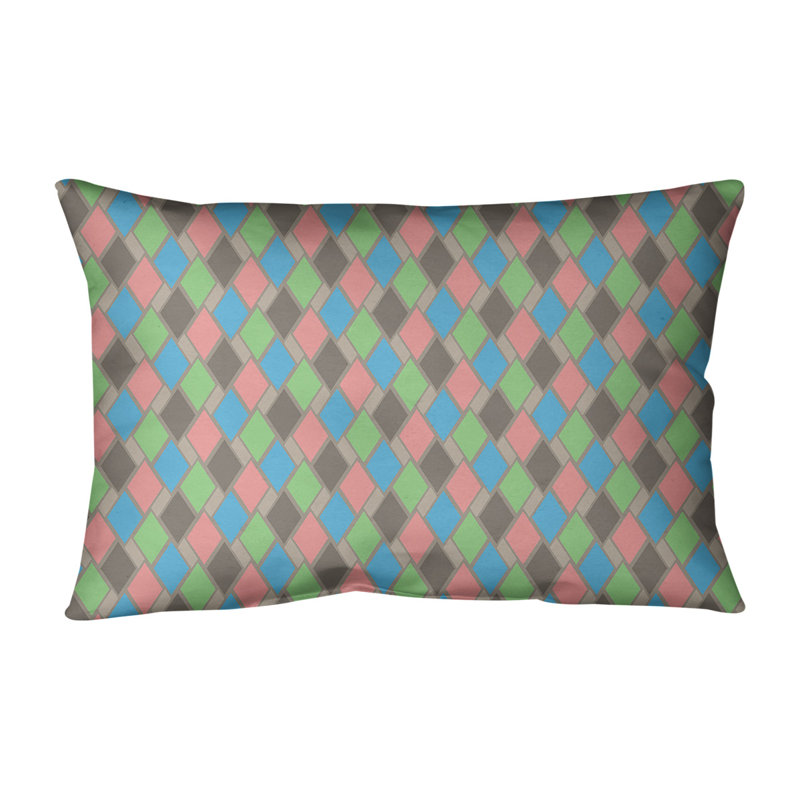 Housse de coussin rectangulaire Katelyn Elizabeth, Pas de bourre, Gris / bleu