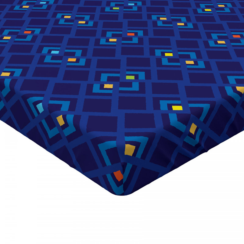 Microfiber Fitted Sheet, Full Fitted Sheet, Blue Geometric
