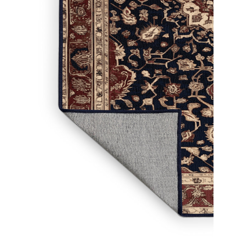 Tapis persan noir lavable à la machine, Carré 4 pi