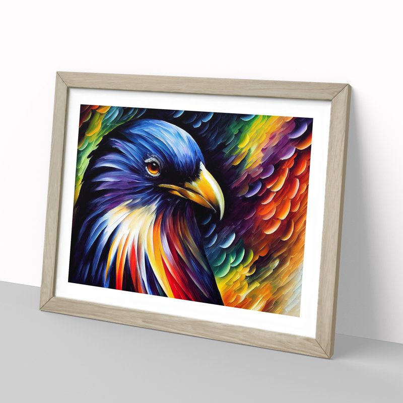 Raven Bird Vol.2 Abstract - Single Picture Frame Painting, 34cm H x 46cm W x 2cm D, Oak