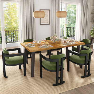 Trana 7-Piece Wood & Fabric Upholstered Dining Set