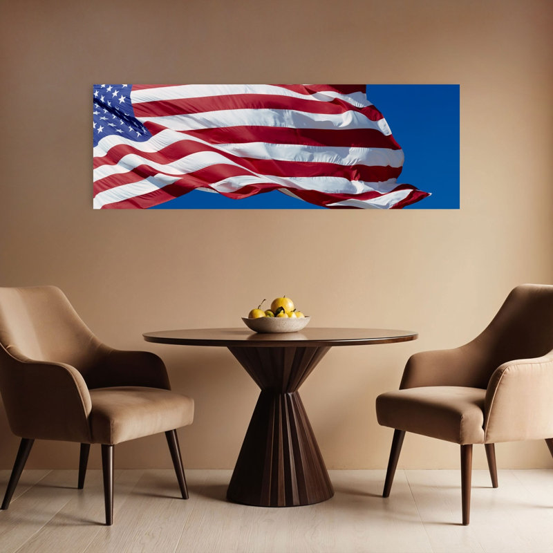 Close-up Of An American Flag Fluttering USA by Richard Sisk - Wrapped Canvas Panoramic Print, 40.64 cm H x 121.92 cm W