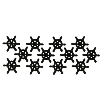 Nautical dark brown cast iron ship wheel cabinet knobs and drawer pulls, set of 12 — 2.75 in. dia. x 1.5 in. projection