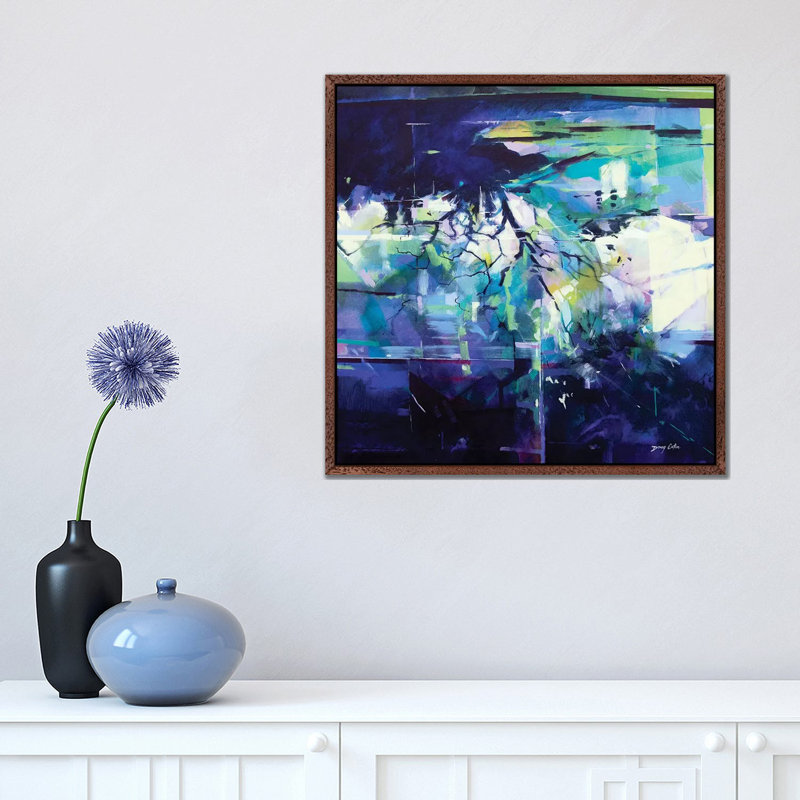Reflections in the Field After the Rain 1 Piece Painting on Canvas, 45.72 cm H x 45.72 cm W, Classic Brown Wood Framed