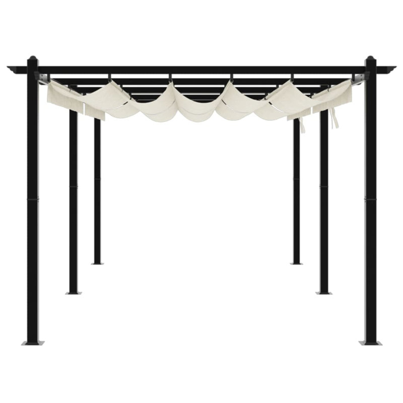 Garden Gazebo With Retractable Roof Aluminium, 220cm H x 600cm W x 300cm D, Cream