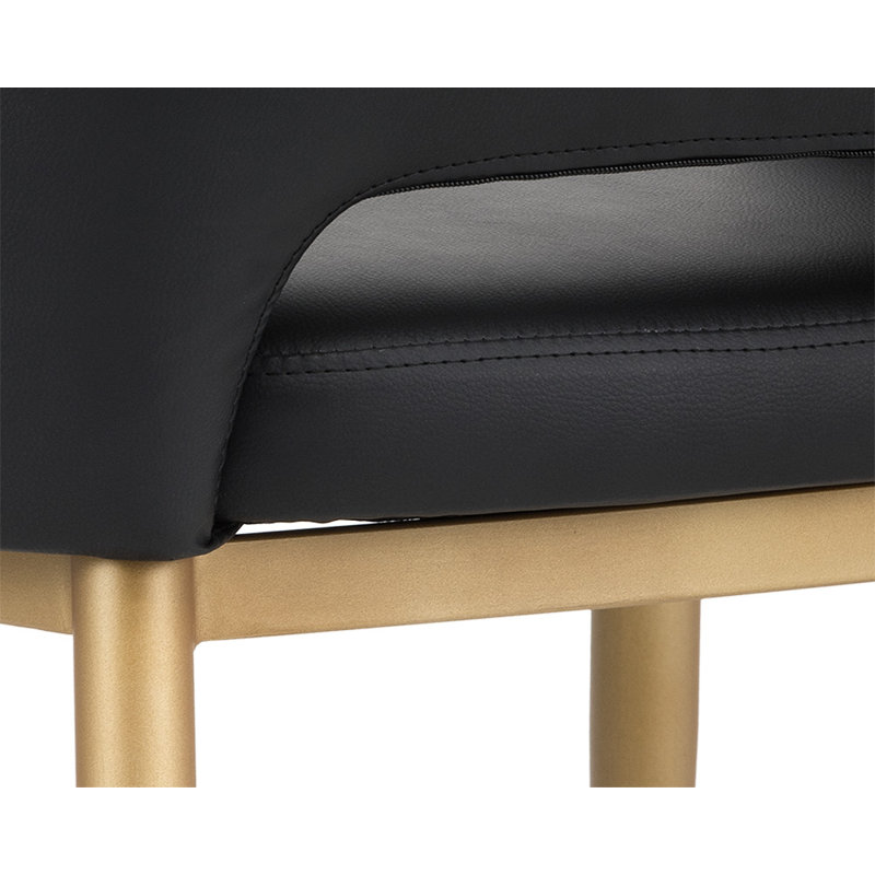 Urban Unity Barrel Chair, Onyx Faux Leather, Antique Brass