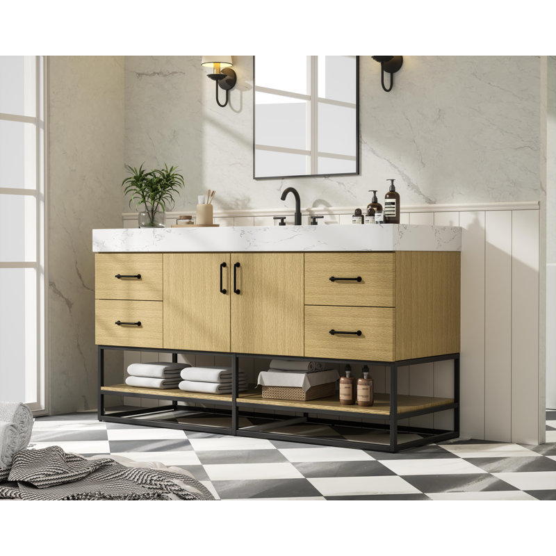 Meuble-lavabo simple 60 po, Brun miel