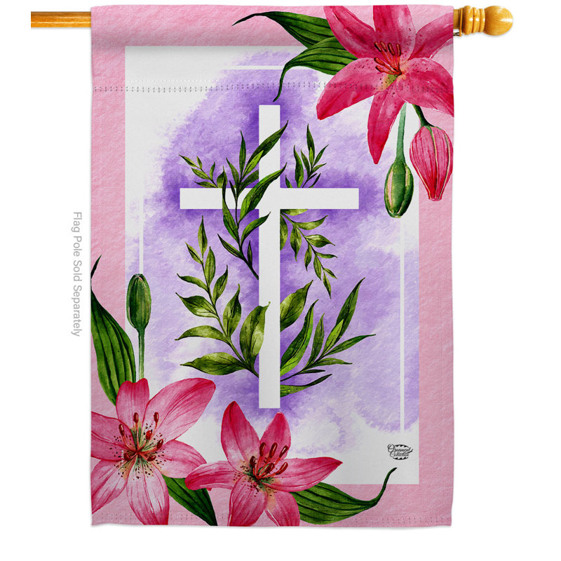 Drapeau de maison 40 x 28 po Lilies Cross