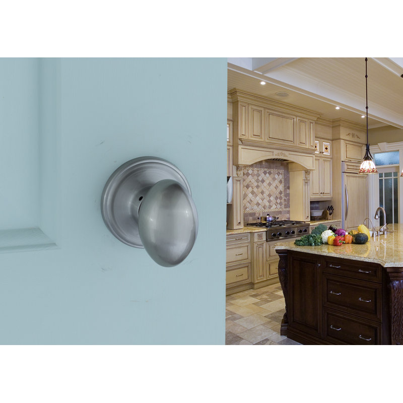 Bouton de porte de passage Egg, Acier inoxydable satiné