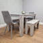 Dining Table Set with 2 Velvet Chairs and 2 Benches, Stone Effect Wood Table, Modern Dining Room Furniture-1695177981