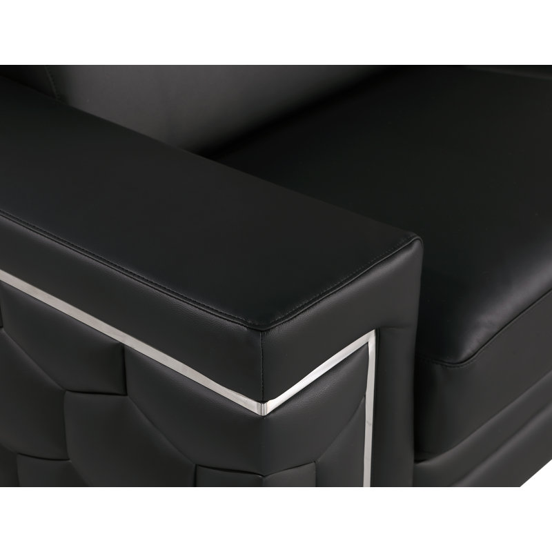 Causeuse en cuir véritable Charliee, Noir