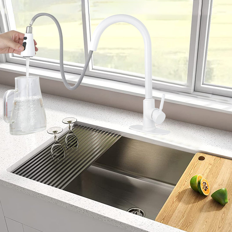 Naiyafly Pull Down Touch Kitchen Faucet, White
