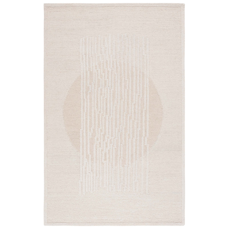 Vanceboro Rodeo Drive Hand Tufted Wool/Cotton Abstract Rug in Beige/Ivory, Rectangle 4' x 6'