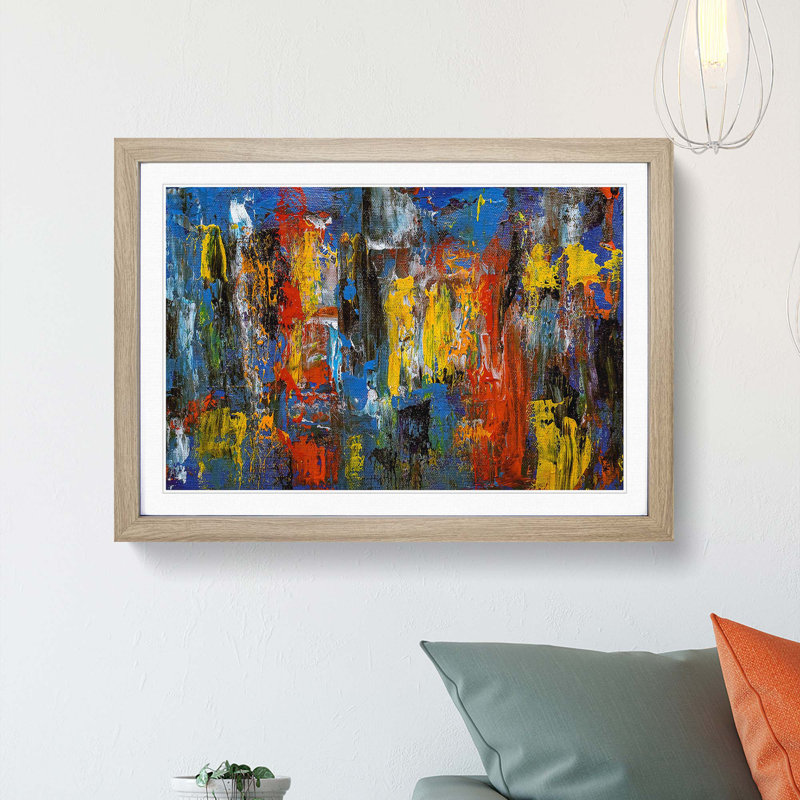 Abstract Art Painting Vol.264 by S.Johnson - Framed Print, 48cm H x 65cm W x 2cm D, Oak Framed