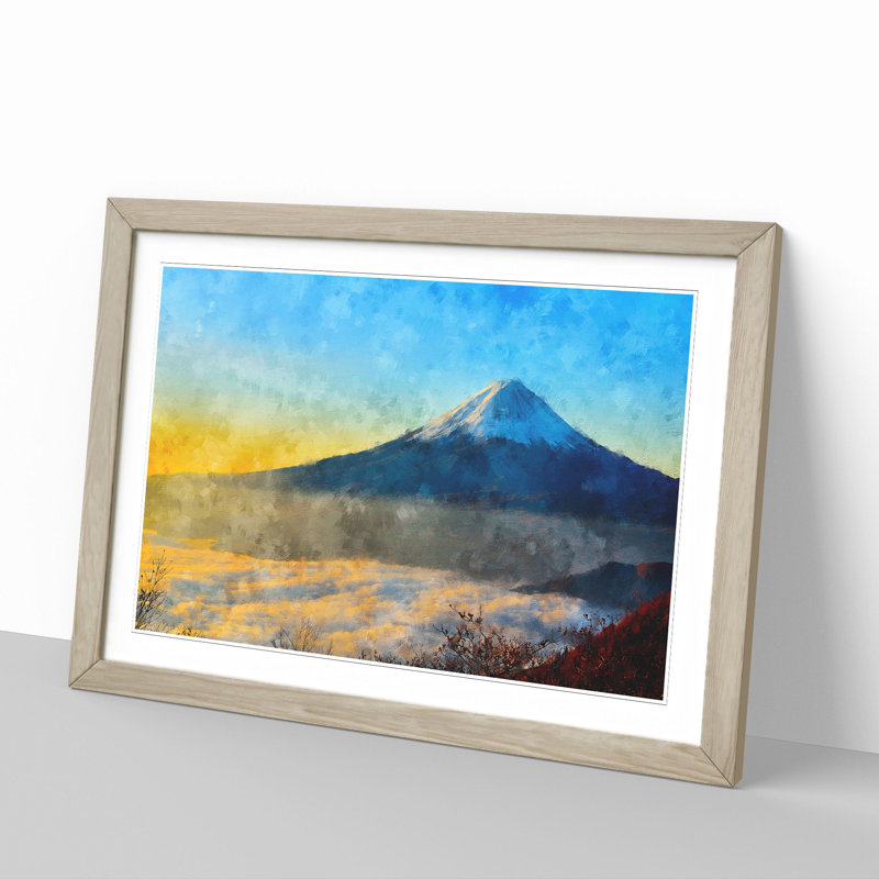 Mount Fuji - Picture Frame Painting, 48cm H x 65cm W x 2cm D, Oak Framed